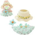 Clothes for Doll Accessories (No Doll), Kawaii Hat Skirt Outfit Set 3 Pieces for 15cm 17cm Dolls Suit, Stylish Flower Dolls Hat Clothing Set Replacement Green