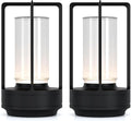 Portable Metal Table Lamp for Indoor/Outdoor ,Rechargeable Cordless LED Lamp, 3-Colour Infinitely Dimming Battery Powered Small Desk Lamp, Restaurant/Bedroom/Bar/Coffee/Camping Light (Black Set of 2)
