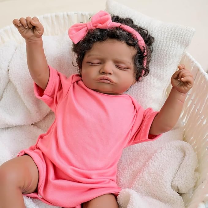 Reborn Baby Dolls Black Silicone Girls 18inch Lifelike Babies Realistic Toddler Sleep That Look Real boy Close Eyes
