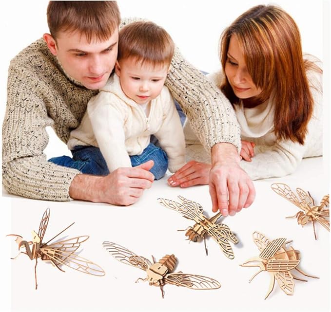 3D Wooden Insect Puzzle - 6 Piece Set Insect Animal Skeleton Assembly Model Puzzle - DIY Wooden Crafts 3D Puzzle - STEM Toys Gifts for Adults & Teens Birthday Gifts Christmas