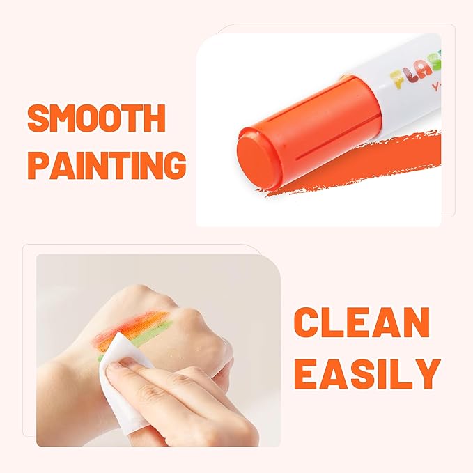 Flashdry Paint Sticks for Kids, 24 Colors Tempera Paint Set for Toddler, Non-toxic Washable Coloring Art Supplies for Ages 2-4 3-5 4-8