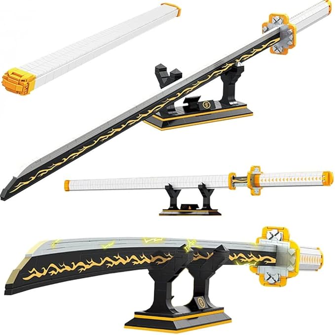 956pcs, 39inch for Sword Building Block Model, Samurai Sword Set with Scabbard and Stand, Best Gift for Anime Fans