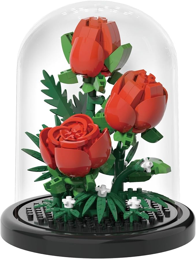 Eternal Love Home Bouquets Dust Cover Set Building Toy Creative Assembly Bonsai Tree, Ideal for Valentine's Anniversaries Birthday