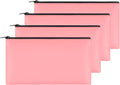 4Pack Money Bag 11 X 6" - Safe Durable Waterproof PU Leather Bank Pouch With Zipper for Cash, Coins, Checks, Makeup, Bills, Receipts, Tool Storage (Pink)