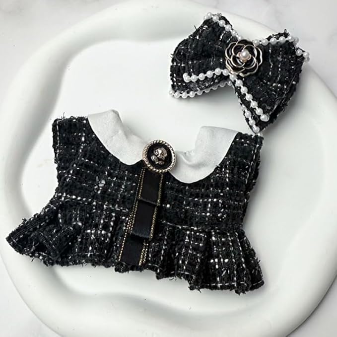 17cm Doll Clothes Set-Adorable Outfits for Dolls-Stylish Accessaries Clothes Dress-Up-Replaceable Clothing Collections, Includes Hat, Top, Skirt(Black-Style D)