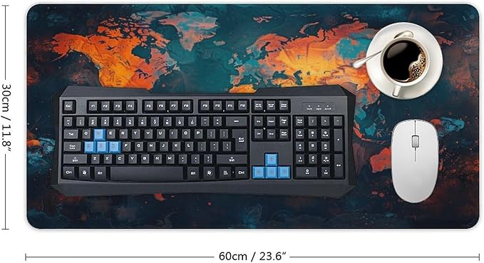 World Map Mouse Pad Large Extended Computer Full Desk Pad 23.6x11.8 inch Computer Mouse Mat Keyboard for Home Office Gaming