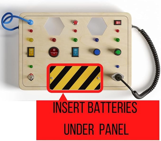 Crown Display Montessori Busy Board for Toddlers Wooden Sensory Toys for Toddlers with Light Up LED Buttons Pluggable Wires Baby 3 Year Old Gifts - Boys & Girls Educational Learning Fidget Toy