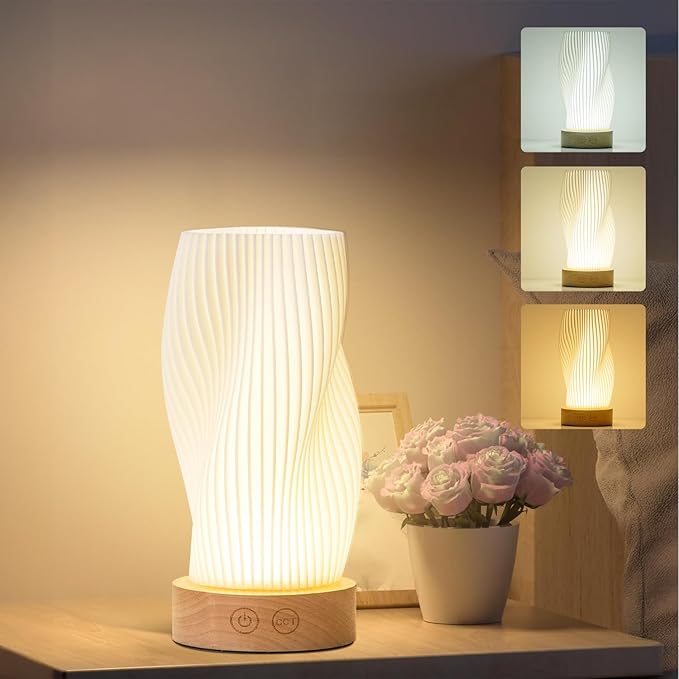 Battery Operated Portable Desk Lamp, Dimmable Cordless LED Table Lamp,3 Colors & Memory Function, Modern Rechargeable Bedside Lighting for Living Room, Bedroom, White, 8.6inch