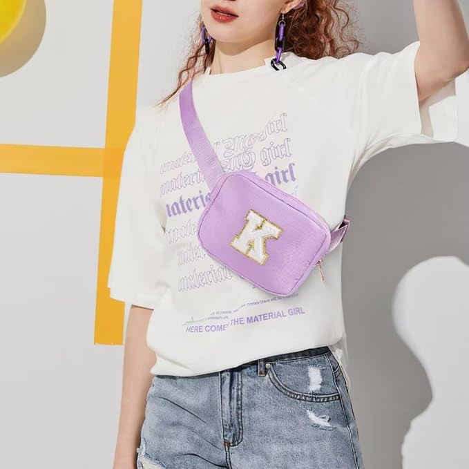 YOOLIFE Birthday Gifts for Women - 30th 40th 50th 60th 70th Birthday Gifts for Mom Daughter Her Friend Sister Girlfriend, Personalized Gifts Christmas Gifts, Initial Belt Bag Crossbody Bags, Purple S