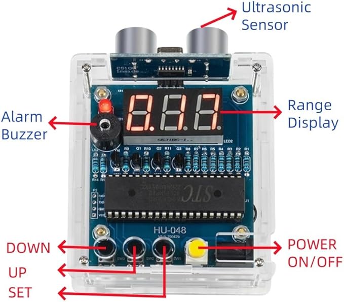 DIY Ultrasonic Range Meter Soldering Practice kit, Complete Soldering Project kit with Components, PCB & Enclosure, Perfect for Electronics Enthusiasts & Beginners