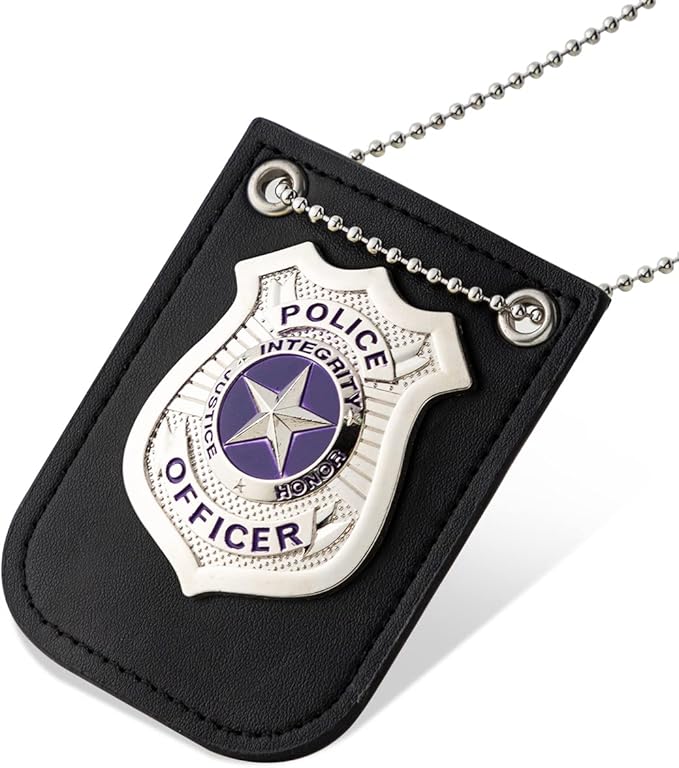 Spooktacular Creations Police Pretend Toy Set for Kids, Silver Police Badge Handcuffs, Cop Play Costume Accessories, Halloween Party Favors, Detective Dress Up, Christmas Stuffers for Boys Men Women