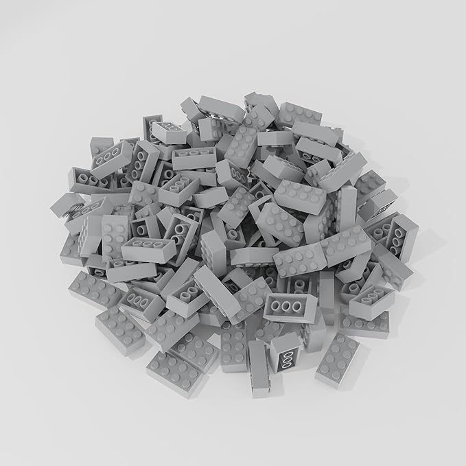 500 Piece Light Gray Bricks Bulk, Gray 2x4 Building Bricks Flat, Compatible with Lego Parts and Pieces: 2x4 Light Grey Bricks(Color: Light Gray), A0001