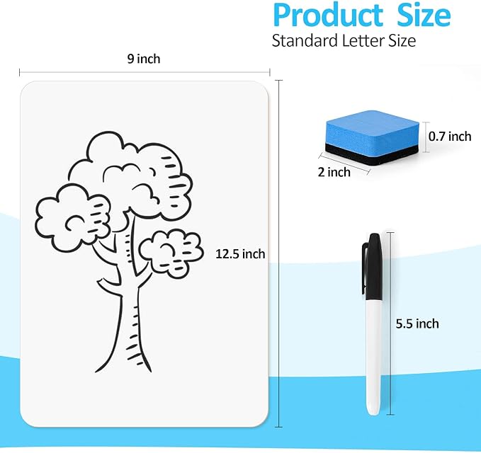 Dry Erase LapBoards, PANDRI 12 Pack Double Sided 12.5 x 9 Inch Whiteboards with 12 Erasers and 12 Markers, Dry Erase Boards for Kids Students Classroom Teacher Supplies