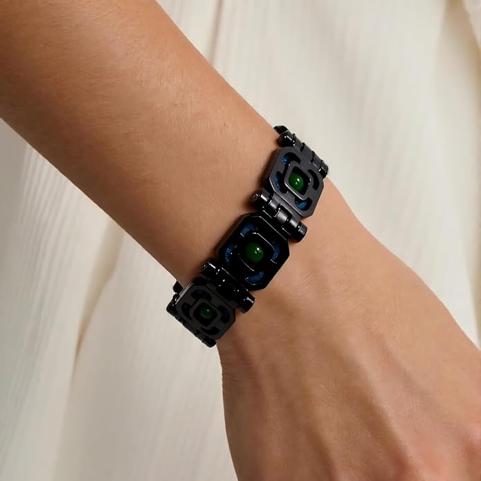 DIY Assembled Link Bracelet with Blue Gemstones - Elegant Statement Jewelry for Adult, Polished Link, Puzzle, Ceramic Style，Perfect for Gifting & Everyday Wear