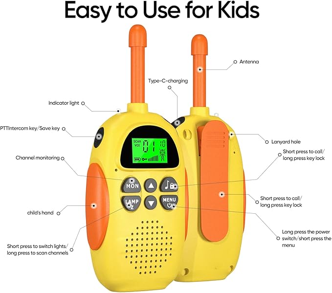 Walkie Talkies for Kids Rechargeable 3 Pack Walkie Talkies, Long Range 22 Channels 2 Way Radio Kids Birthday Toy Gift for 3-12 Year Old Boys Girls Outdoor Adventures Camping Hiking
