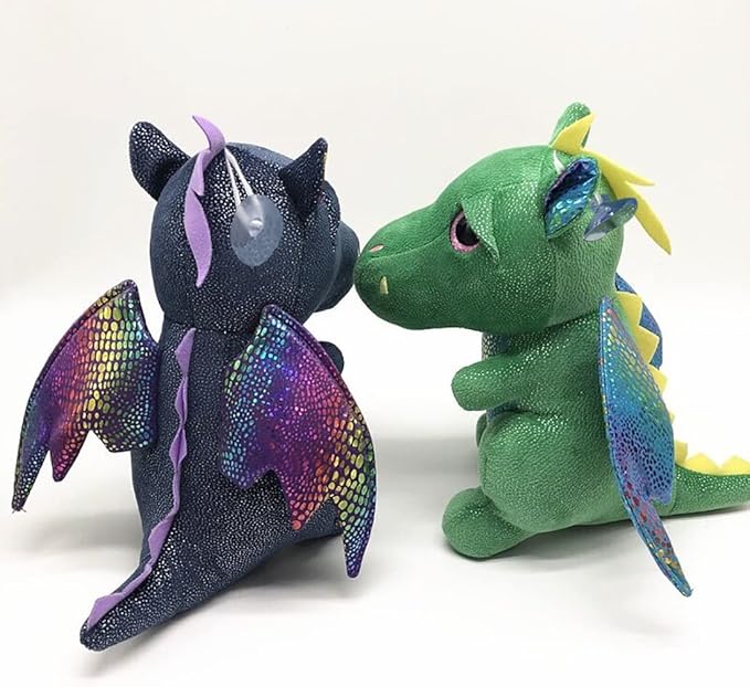Dragon Stuffed Animal Cute Dragon Plush Doll Toy 10 inch for Girls Boys Christmas (Dragon Black 25cm)