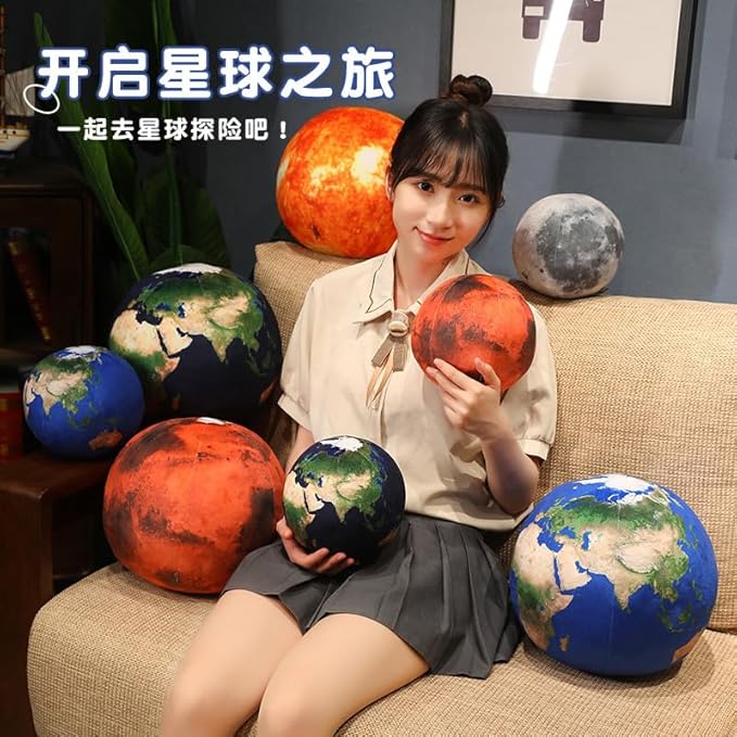Ultra-ealistic 3D Planet,Moon,Earth,The Sun,Pillow Plush Toys,for Kids Teens Adults, for Teachers and Parents, Educational Toy Learning, 10.6 in (The Moon)