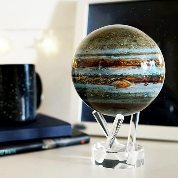 MOVA Jupiter Globe 6” – Solar-Powered Rotating Planet Display for Desk or Shelf | No Batteries or Wires | Floating-Style Space Decor