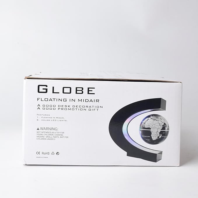 Magnetic Levitation Floating Globe with LED Light Anti Gravity Levitating World Map Office Home Bedroom Desk Gadget Decor Unique Birthday Gift for Men Kids Husband Boss