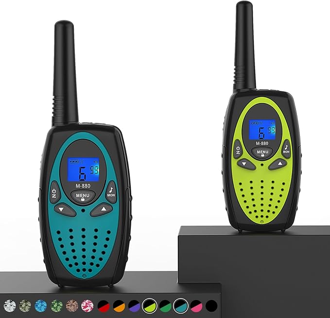 Walkie Talkies Long Range, M880 Two Way Radio for Adults with LCD Screen/Resistance Wakie-Talkies with Noise Cancelling for Men Women Outdoor Adventures Cruise Ship (Blue and YellowGreen)