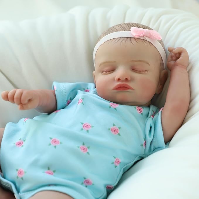 Realistic Reborn Baby Dolls - 18 inch Rosalie Newborn Baby Sleeping Girl, Cloth Body Poseable Real Life Baby Dolls Birthday Gift for Kids Age 3+…