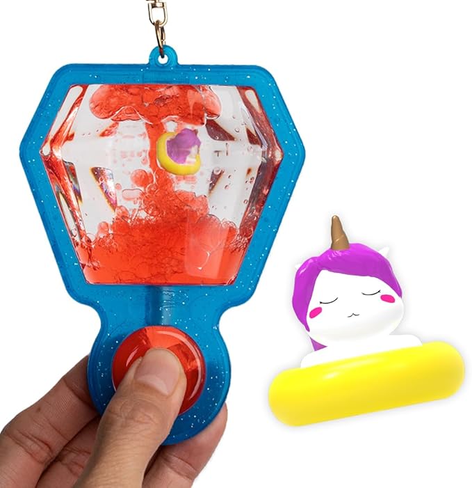 Goonameez Hand-Held Sensory Fidget Toy with Floating Characters Mesmerizing Water Mix, Collect All 6 Unique Shapes for Squishy Fun, Perfect Travel Toy! (Yogacorn)