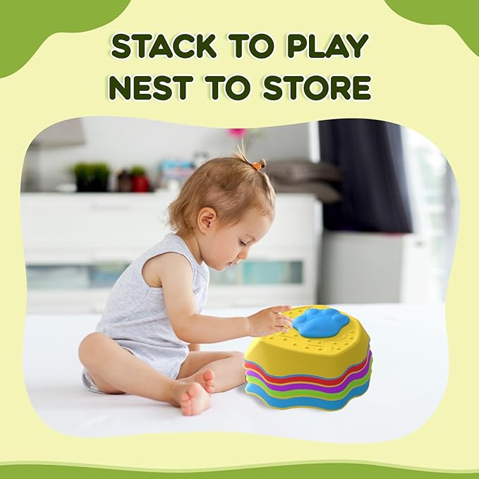 Sound Stepping Stones for Kids - 5 Pcs Non-Slip Indoor or Outdoor Balance Stones, Obstacle Course Coordination Game for Aged 3 4 5 6, Sensory Toys for Toddlers, Birthday Gifts