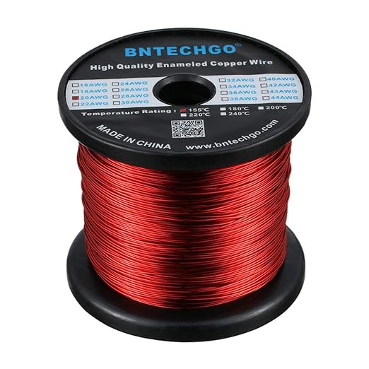 BNTECHGO 20 AWG Magnet Wire - Enameled Copper Wire - Enameled Magnet Winding Wire - 5 lb - 0.0315" Diameter 1 Spool Coil Red Temperature Rating 155℃ Widely Used for Transformers Inductors
