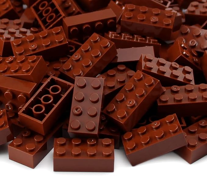 Feleph 2x4 Bricks 320 Pieces Reddish Brown Parts Building kit Creative Play Set Classic Blocks Toy Accessories Compatible with 3001 Major Brands (Reddish Brown)