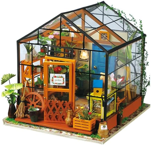 DIY Miniature House Kit, Mini House Building Kit, DIY Book Nook Kit, Tiny Model House for Adults to Build, Beginner 3D Wooden Book Nook, for Family Friends (Garden-A)