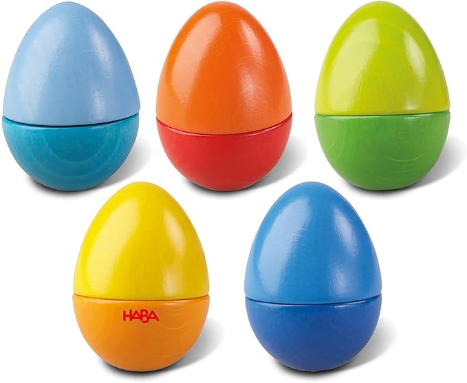 HABA Fun with Sounds Wooden Eggs - 5 Acoustic Sounds, Made in Germany, Kids Musical Instruments, Toddler Sensory Toys Montessori Toys for 2 yrs+