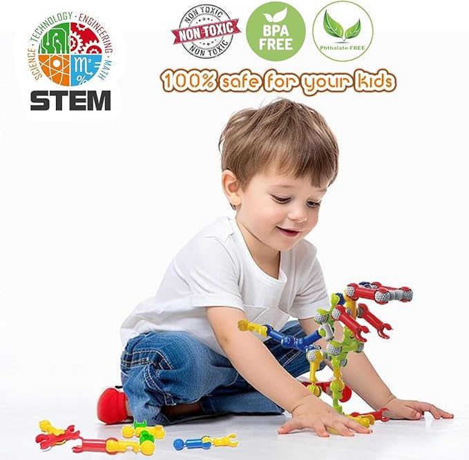 Stem Building Blocks Set - 167 Pcs With Wheels - Ideal for 5 Year Old Boys and Girls - Educational and Creative Building Games