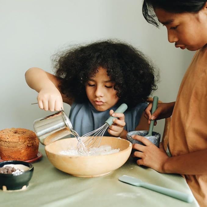 Tampoco Real Kids Cooking & Baking Set – Montessori Kitchen Tools for Real Cooking with Food-Safe Silicone Utensils – Functional & Fun Gift for Young Chefs