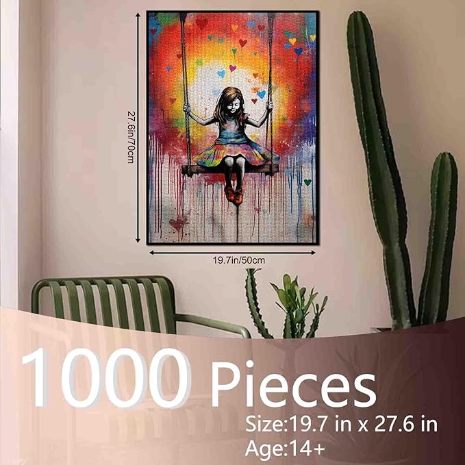 Tucocoo Colorful Graffiti Jigsaw Puzzle 1000 Pieces Puzzles for Adults, Little Girl Swing Street Pop Art Jigsaw Puzzles for Challenging Family Activity Games DIY Handwork Puzzle for Home Decor Gifts