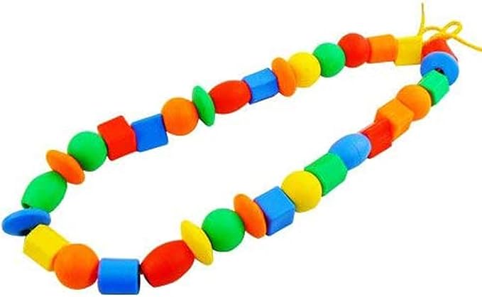 Lacing Beads for Toddlers (60 Stringing Beads,4 Strings) -Educational Montessori Preschool Activities,Toddler Sensory Occupational Therapy Toys Autism OT (with Storage Bag)