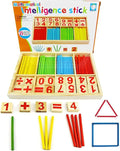 Umbresen Montessori Toys Math Educational Toy - Wooden Intelligence Sticks Number Cards and Counting Rods with Box