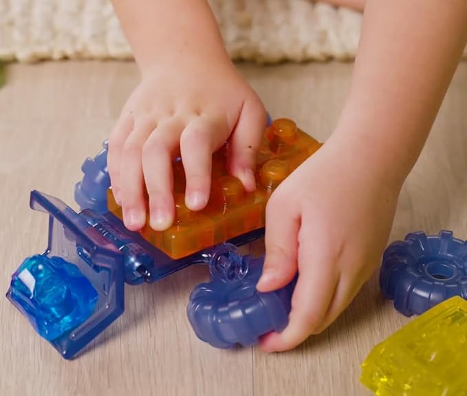 Jelly Blox Construction Site Set | Includes 75 Pieces | Toddler & Preschool Building Blocks Kids Can Squeeze, Stretch, Squish | Safety Tested & Ouch-Free | Tactile, Sensory Play Toy for Ages 2+