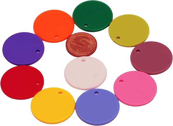 35MM with Holes, 120 Pieces per Box of Plastic Poker Chips - Perfect for Bar Activities, Teaching Games, and Customizable Accessories with Text.