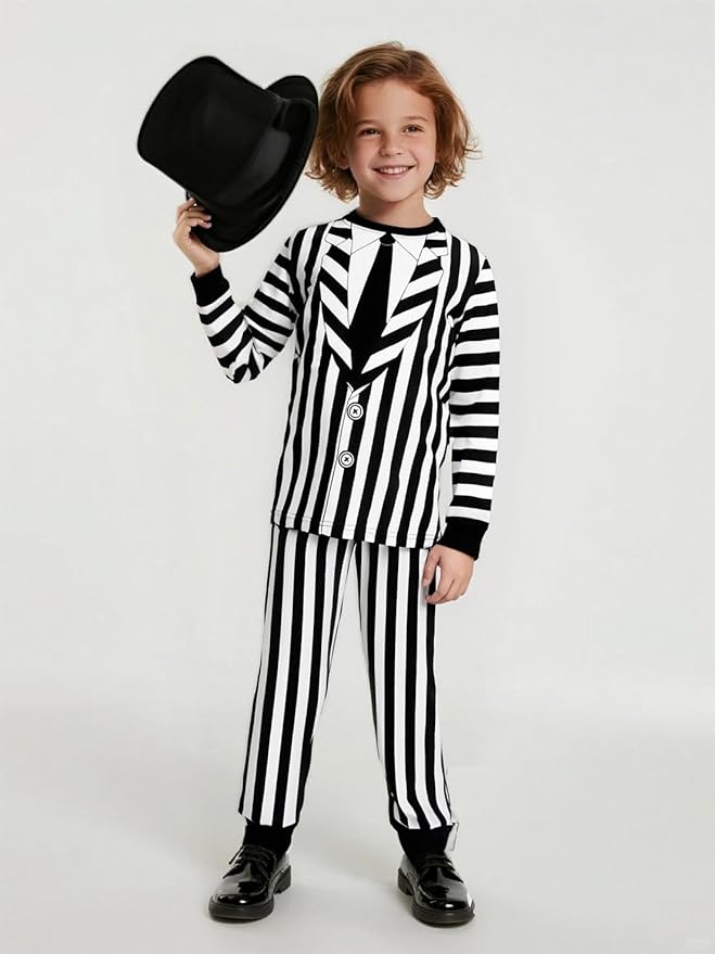 A&J DESIGN Pure Cotton Printed Pjs for 2-14 Years Kids, 2-Piece Long-Sleeved Pajamas Set