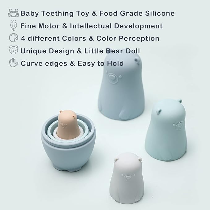 Nesting Dolls | Russian Silicone Nesting Dolls for Toddlers | Matryoshka Doll Montessori Educational Toy | Penguin Stacking Nesting Doll Toys | Gift for Kids 3 Years Up