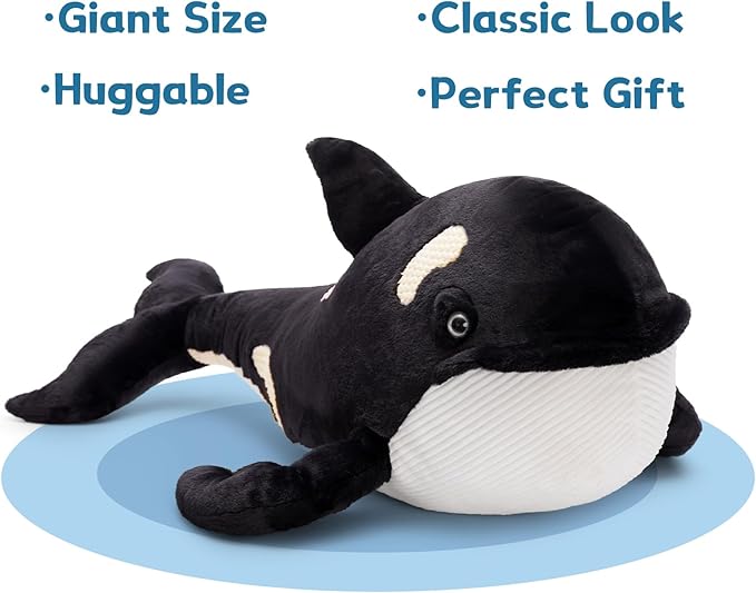 MorisMos 31.5Inch Orca Stuffed Animal, Soft Killer Whale Shark Plush Toy Orca Whale Plush Sea Animal Fish Doll for Kid