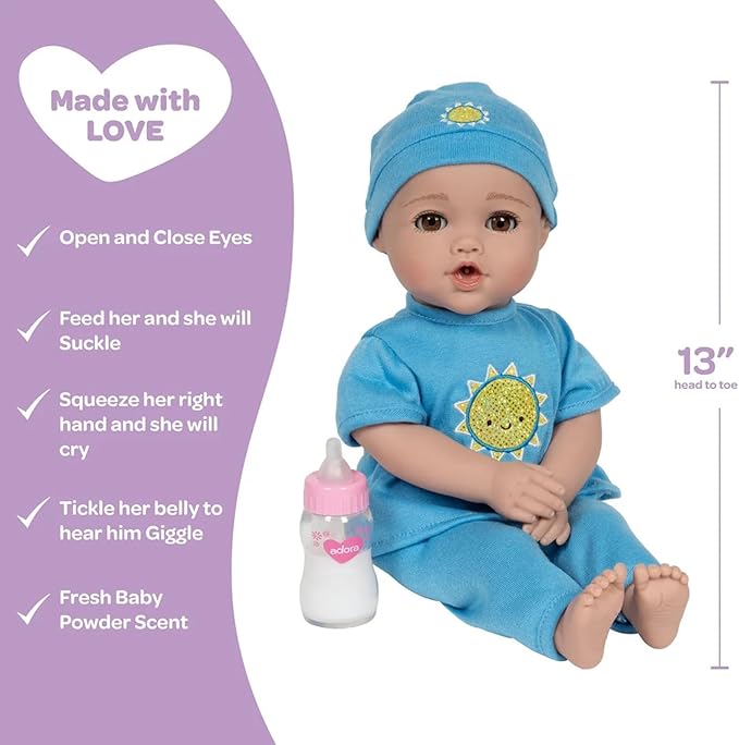 Adora NurtureTime Interactive Baby Doll, Clothes, & Accessories Set - Blue Boy