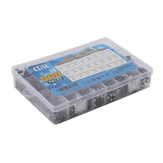 OCR Capacitor Kit, 500Pcs 24 Values Aluminum Electrolytic Capacitor Kit, Range 0.1uF - 1000uF 10V - 50V Assortment Kit for Electronic Repairs on Circuit Boards