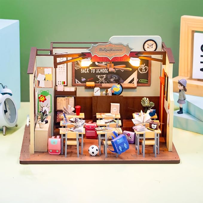 DIY Dollhouse Miniature Kit with Dust Cover and Music,DIY Miniature Wooden Dollhouse Kit,1:24 Scale Mini House Building Kit for Adults Teens Birthday Gifts