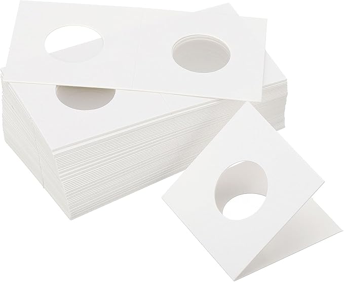 PATIKIL 2x2 Coin Flips, 350 Pack 23mm Cardboard Coin Holder Paper Coin Holders for Coin Collection Supplies Collector, White