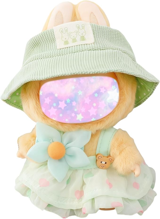 17cm Doll Clothes Set, 3 Pieces Dress Outfit Set for 6.7inch Doll Suit, Fashion Chic Hat & Clothes Accessories for 1st/2nd/3rd Gen Dolls Play & Display Light Green
