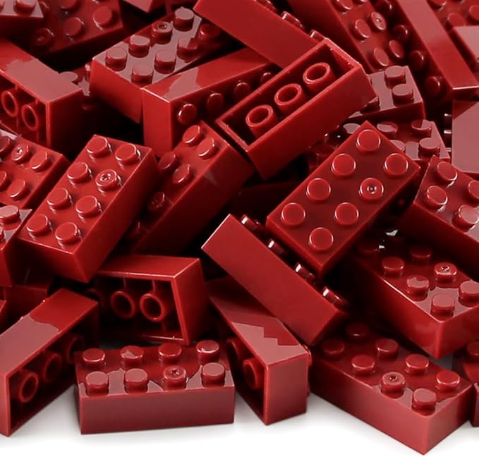Feleph 100pcs 2x4 Bricks Dark Red Pieces Parts Classic Building kit Creative Play Set Basic Blocks Toy Accessories Compatible with 3001 Major Brands