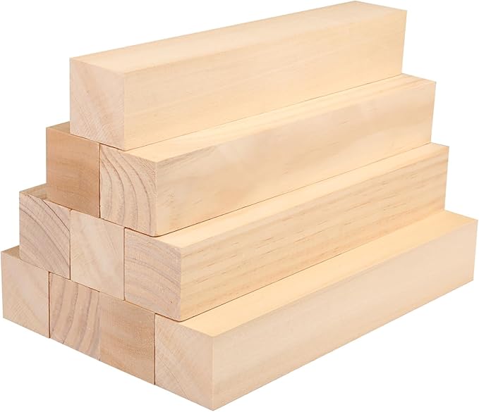 10 Pack Basswood Carving Blocks, 8x2x2 Inches Basswood Blocks for Beginner to Advanced Carvers, Ideal for DIY Projects and Gifts, Soft and Smooth, Easy Whittling and Carving,by GNIEMCKIN