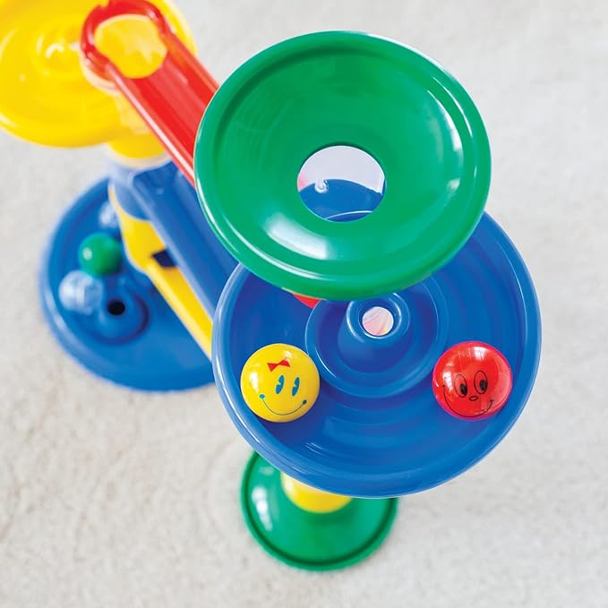MindWare Junior Marble Run - My First Marble Run Set - Toddler Building Game - Marble Maze Toddler Building Toy Set with Oversized Marble Track Pieces and 5 Giant Marbles for Kids 12 Months and Up