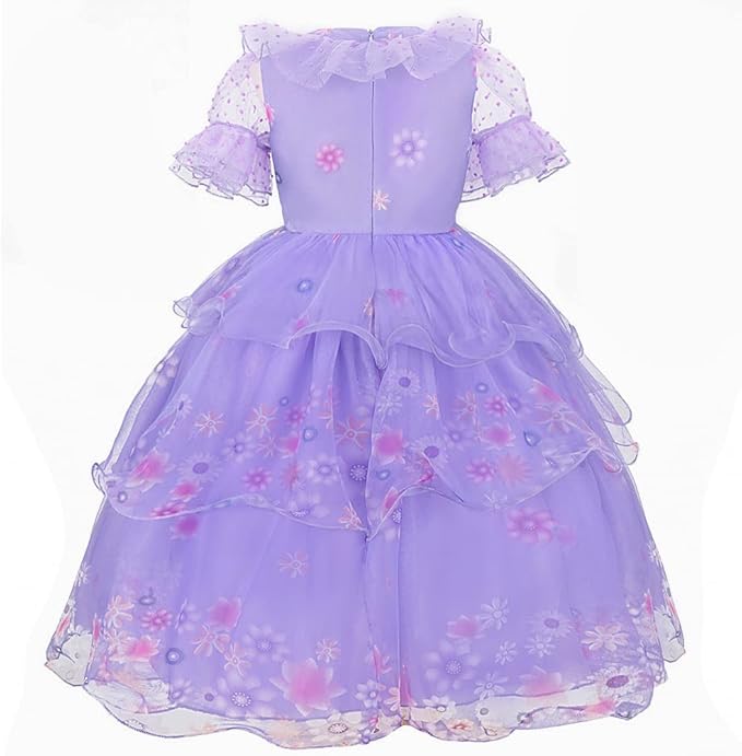 Encanto Dress - Mirabel Dress, Isabella Costume for Girls - Cosplay Dress Up With Glasses & Earrings